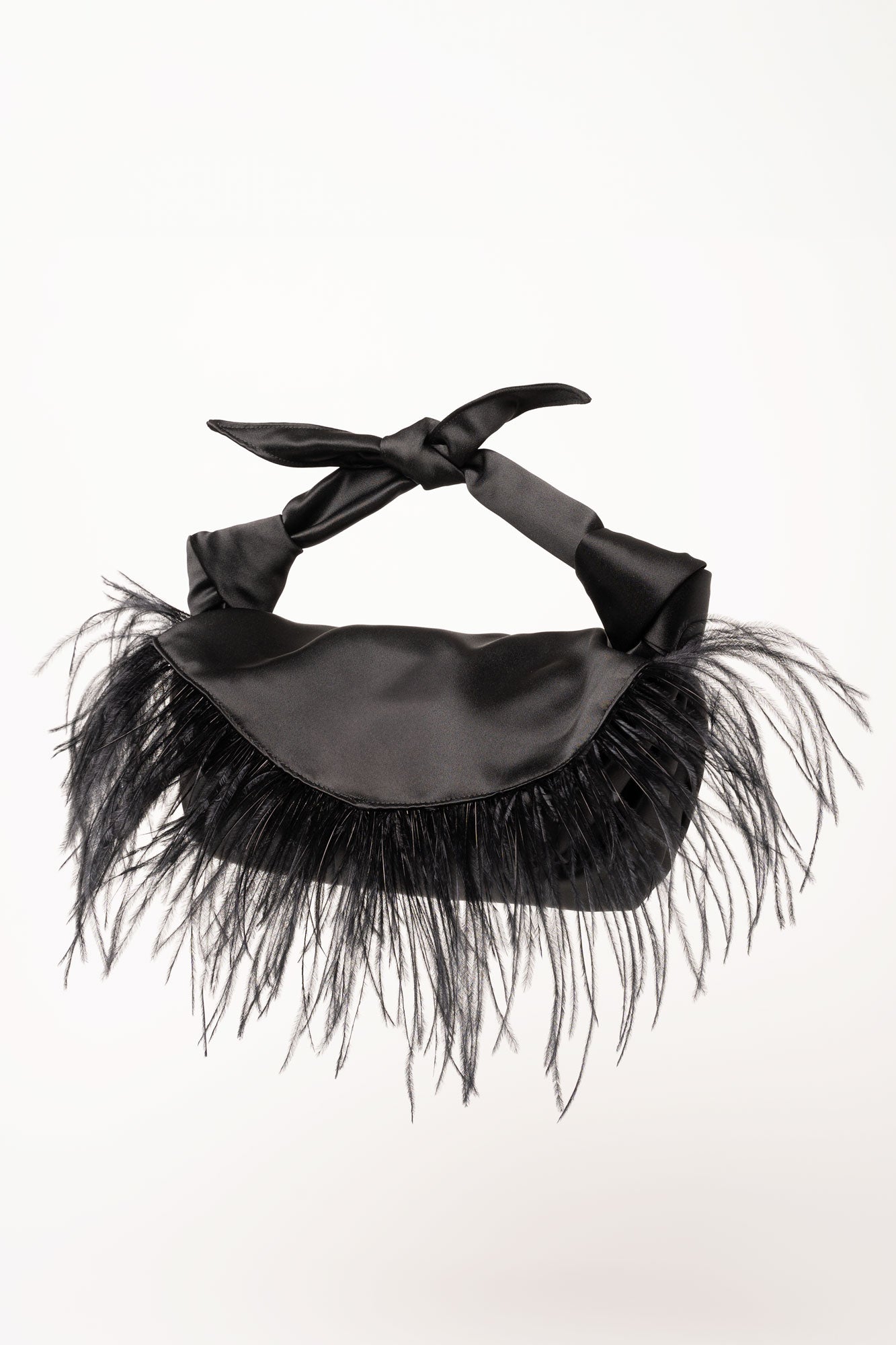 Ostrich Feather Purse in Noir
