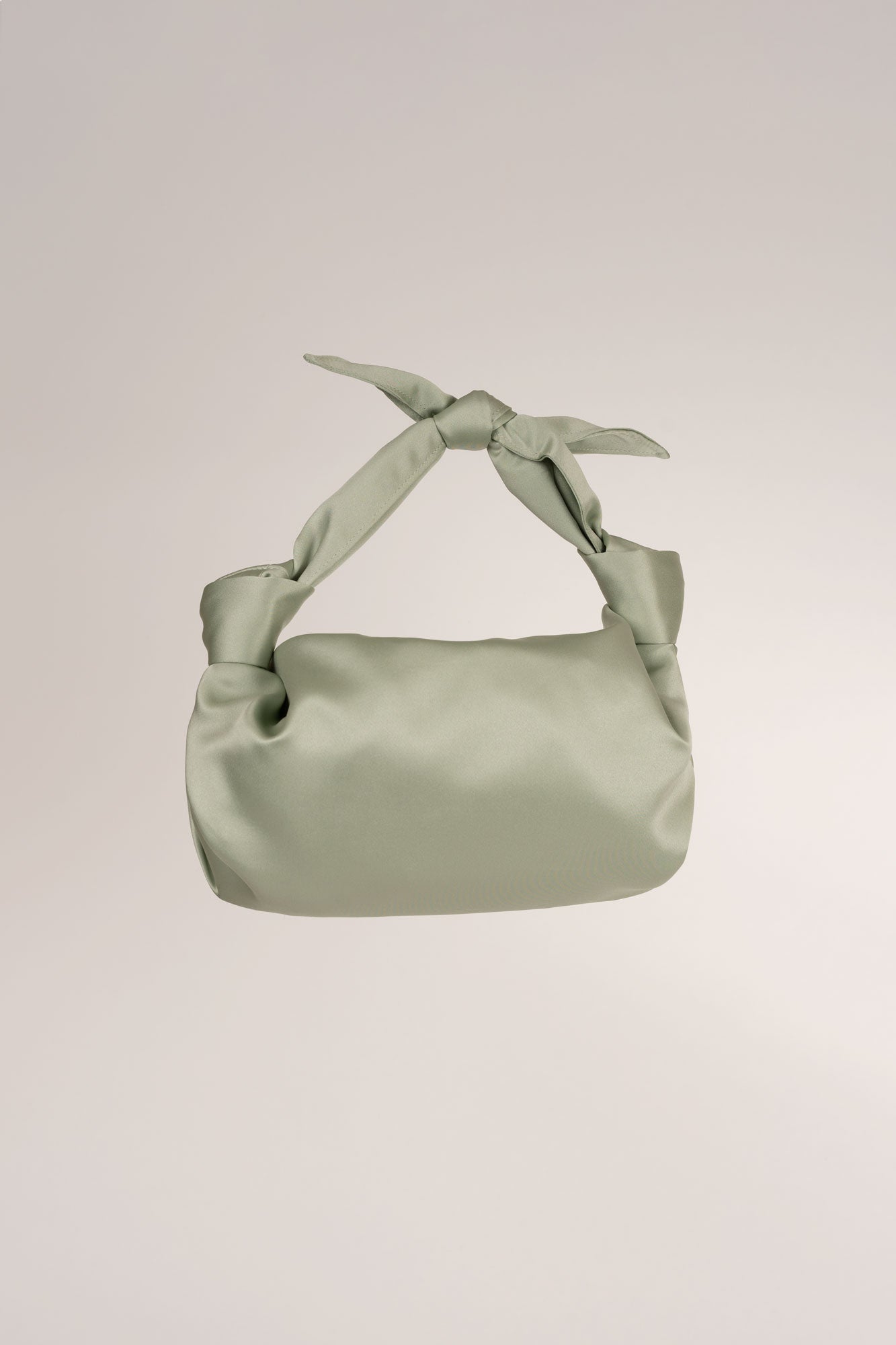 MLE Nodo Mini Clutch Satin Handbag in Celadon