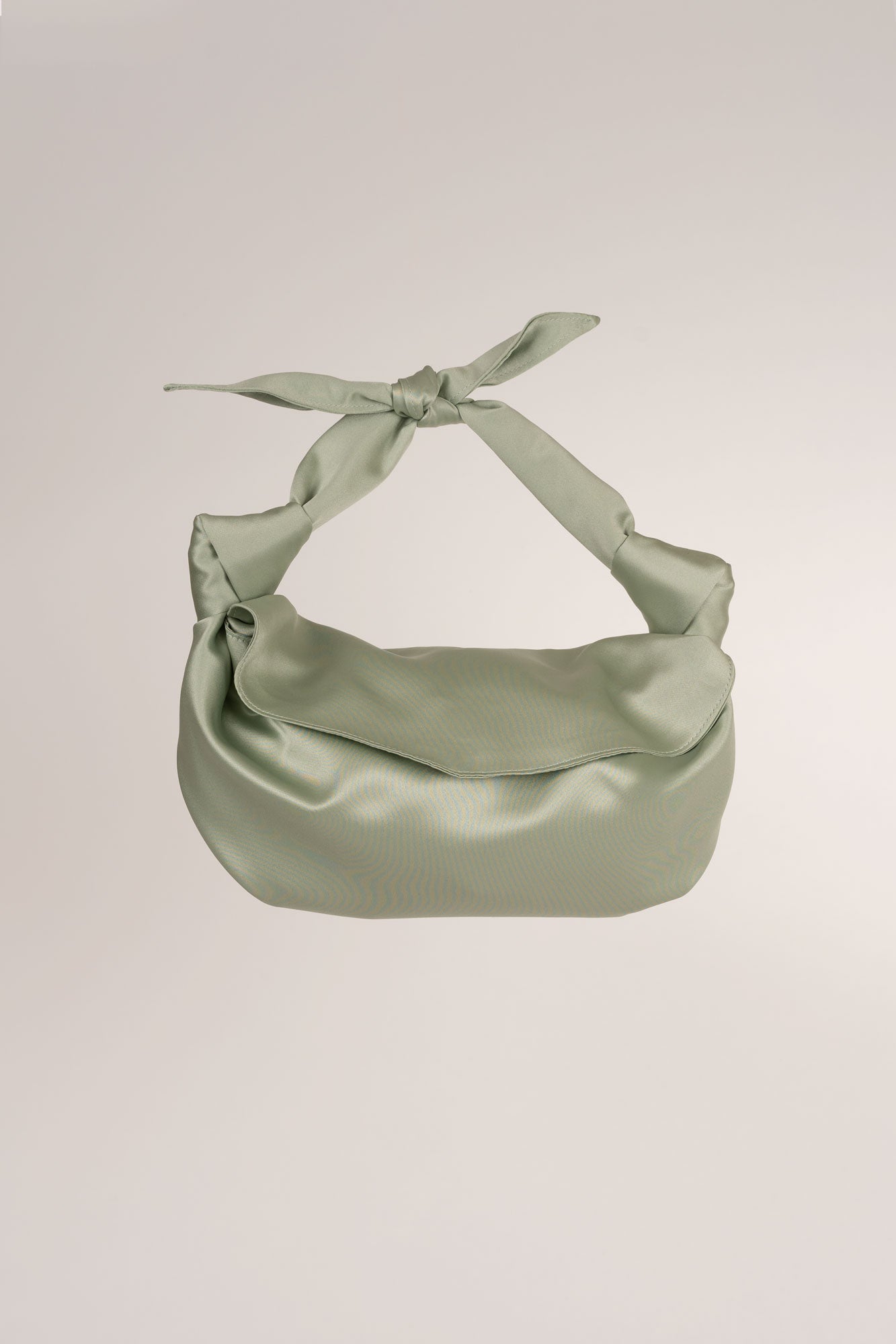 MLE Nodo Mini Clutch Satin Handbag in Celadon