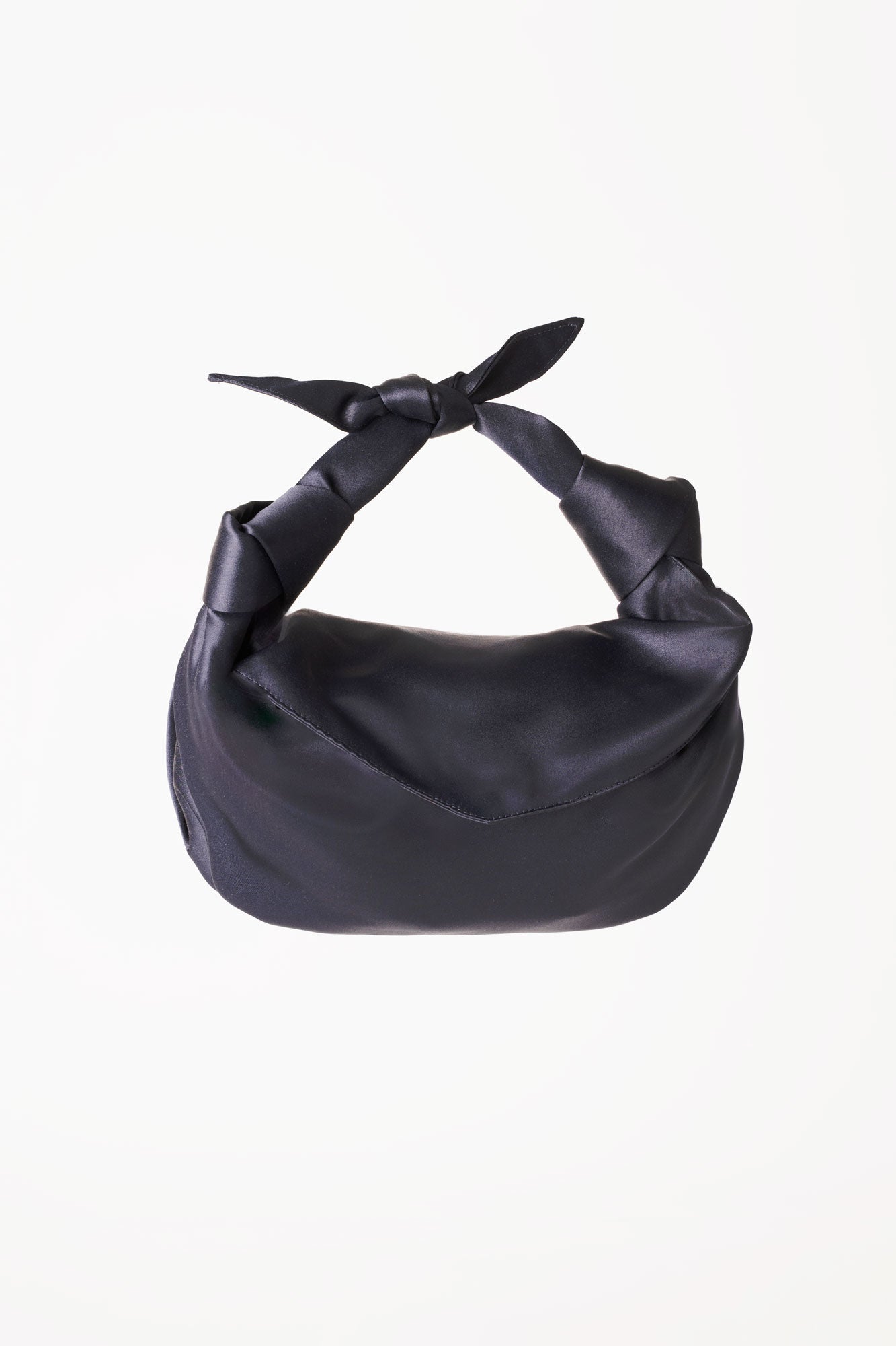 MLE Nodo Satin Mini Clutch Handbag in Navy