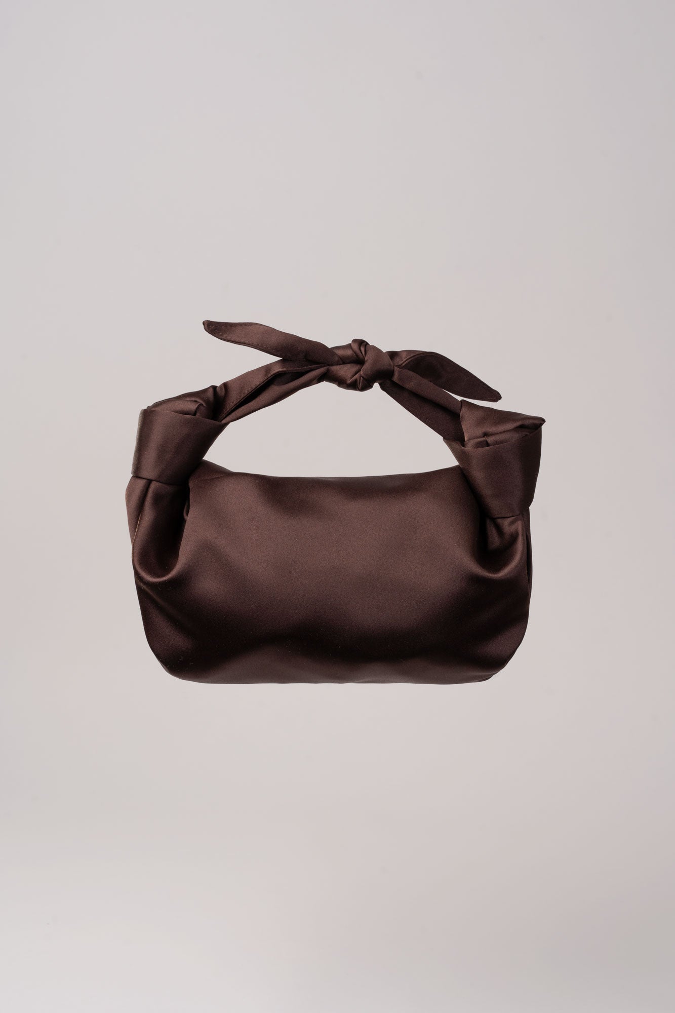 MLE Nodo Satin Mini Clutch Handbag in Brown