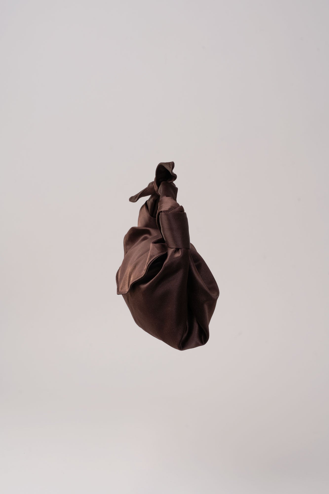 MLE Nodo Satin Mini Clutch Handbag in Brown