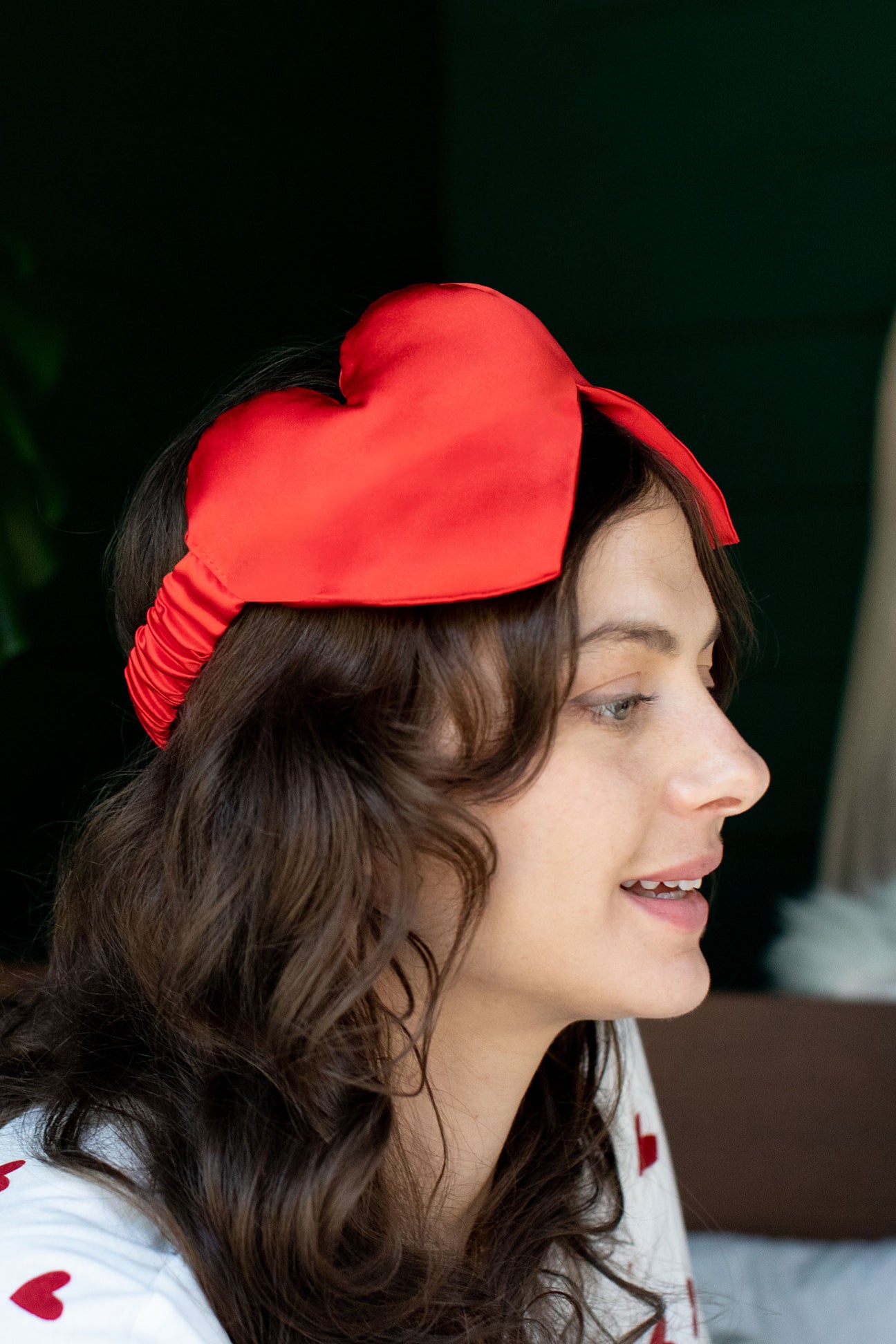 Heart Silk Sleep Mask in Red MLE